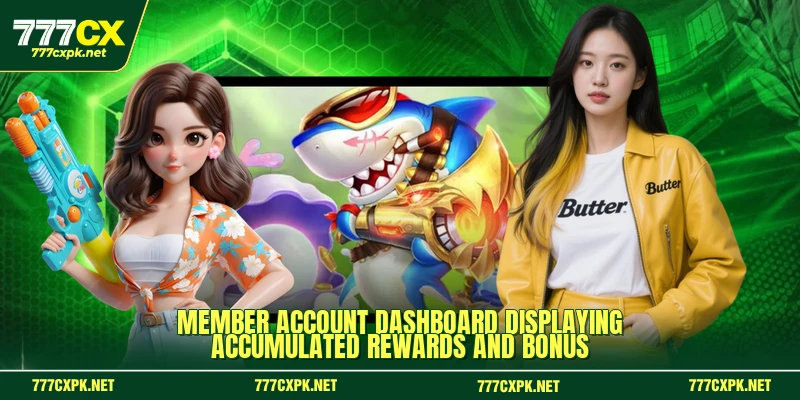 Member account dashboard displaying accumulated rewards and bonus